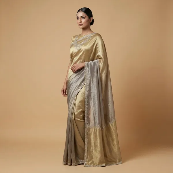Gold_Banarasi_Tissue_Silk_Traditional_Embroidered_Border_Saree_For_Women