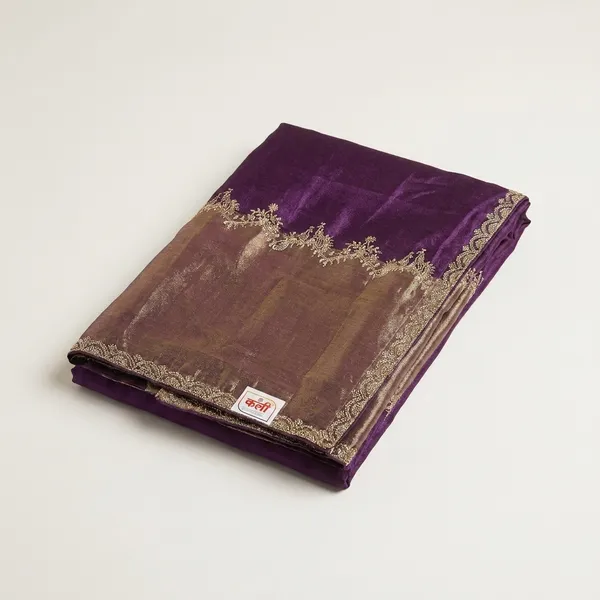 Purple_Banarasi_Tissue_Silk_Silver_Zarkan_Saree_For_Women