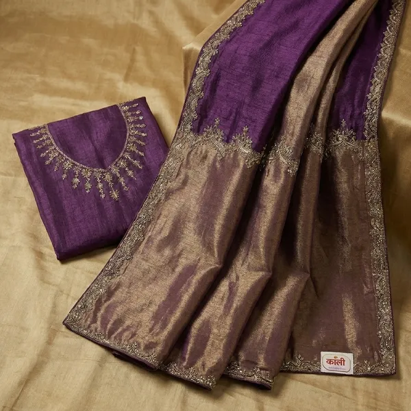 Purple_Banarasi_Tissue_Silk_Silver_Zarkan_Saree_For_Women