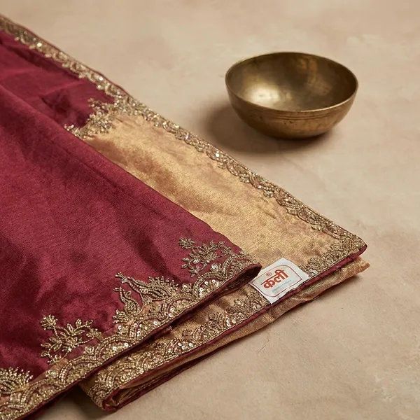 Dark_Pink_Banarasi_Tissue_Silk_Silver_Zarkan_Saree_For_Women