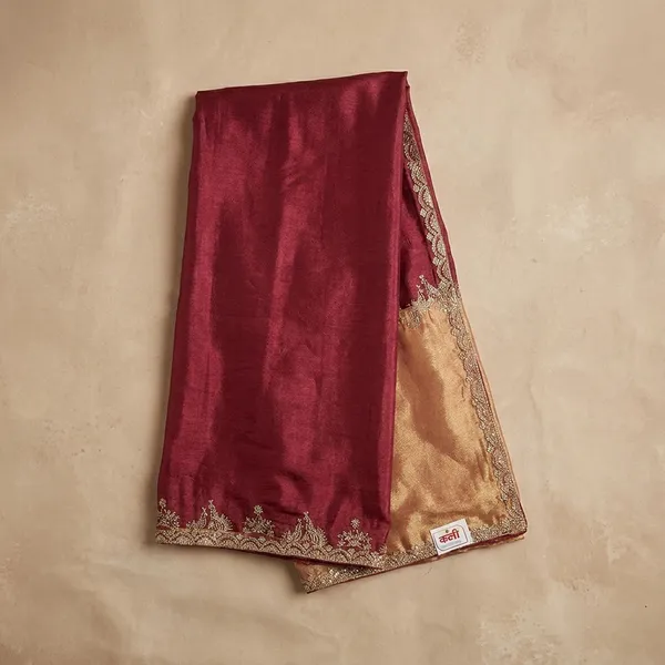 Dark_Pink_Banarasi_Tissue_Silk_Silver_Zarkan_Saree_For_Women