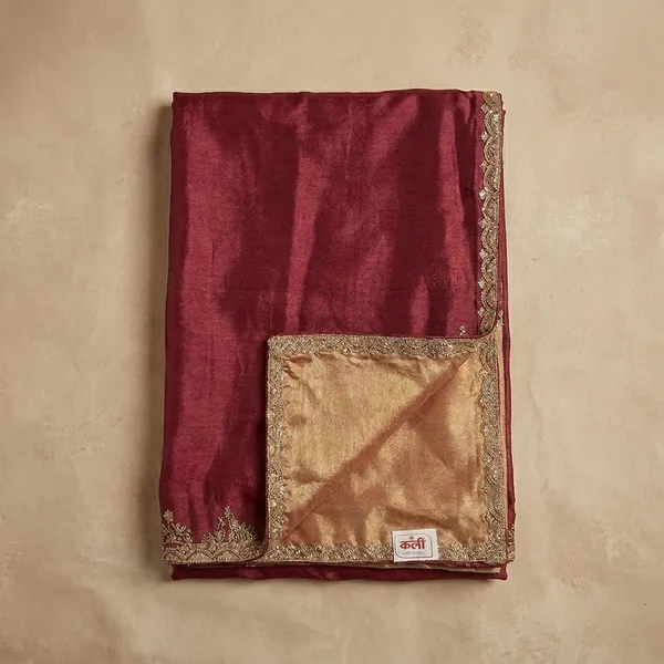 Dark_Pink_Banarasi_Tissue_Silk_Silver_Zarkan_Saree_For_Women