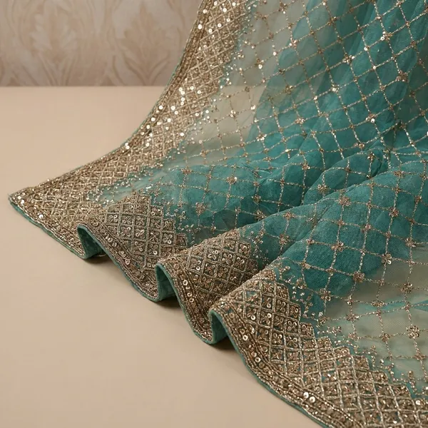 Green_Purple_Shimmer_Net_Zari_Embroidered_Zarkan_Saree_For_Women