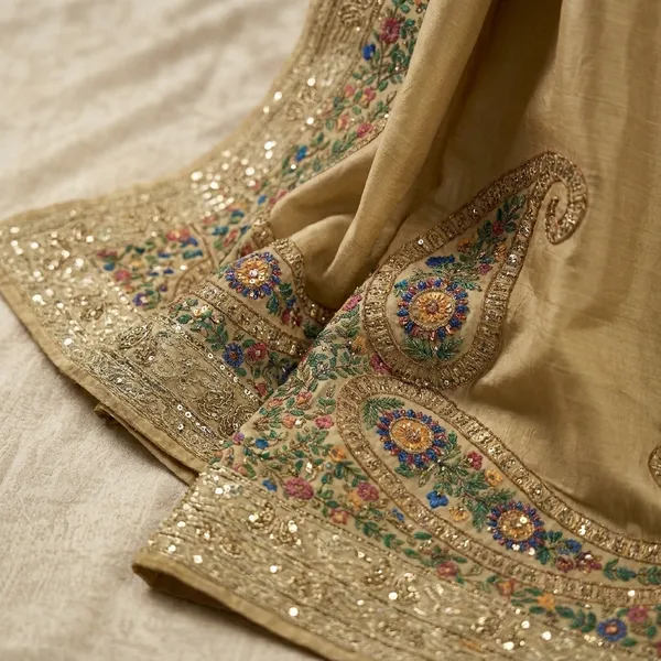 Gold_Mulberry_Satin_Kashmiri_Resham_Embroidered_Saree_For_Women