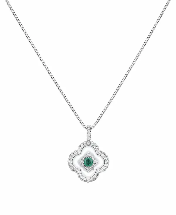 Silver_Emerald_Green_Clover_Pendant_Necklace_For_Women_|_Made_With_Pure_925_Silver