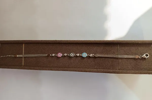 Gold_Tone_Multicolor_Stone_Delicate_Chain_Bracelet_For_Women_|_Made_With_Pure_925_Silver