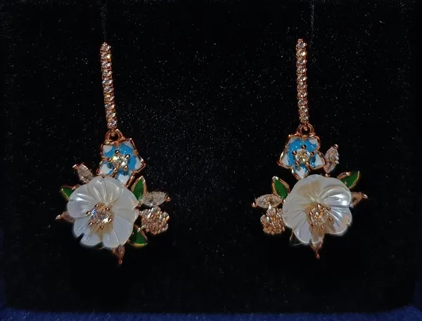Rose_Gold_Enamel_Floral_Crystal_Drop_Earrings_For_Women_|_Made_With_Pure_925_Silver