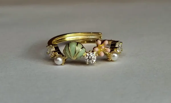 Gold_Pearl_Enamel_Floral_Ring_For_Women_|_Made_With_Pure_925_Silver