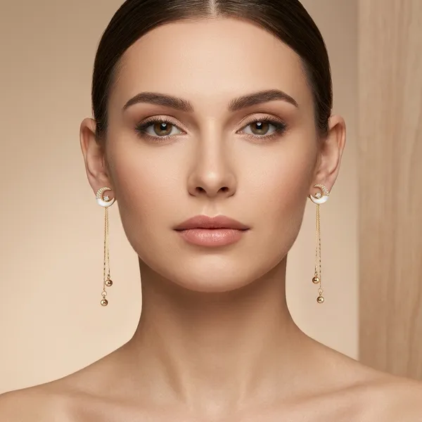 Gold_Crescent_Moon_Chain_Drop_Earrings_For_Women_|_Made_With_Pure_925_Silver