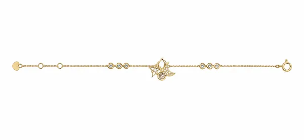 Gold_Tone_Floral_Charm_Bracelet_For_Women_|_Made_With_Pure_925_Silver