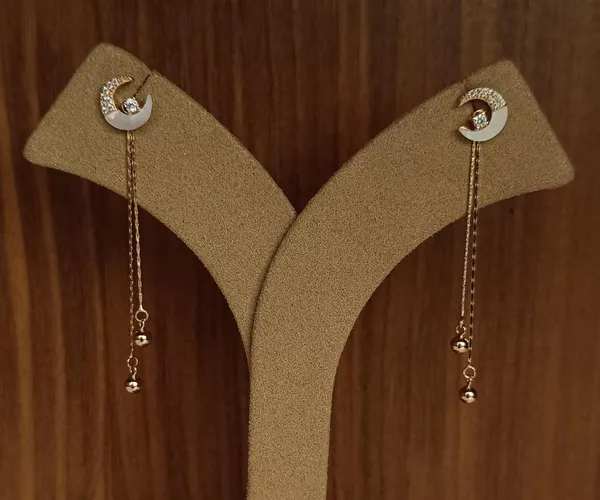 Gold_Crescent_Moon_Chain_Drop_Earrings_For_Women_|_Made_With_Pure_925_Silver