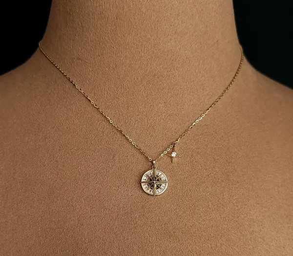 Gold_Compass_Pendant_Necklace_For_Women_|_Made_With_Pure_925_Silver