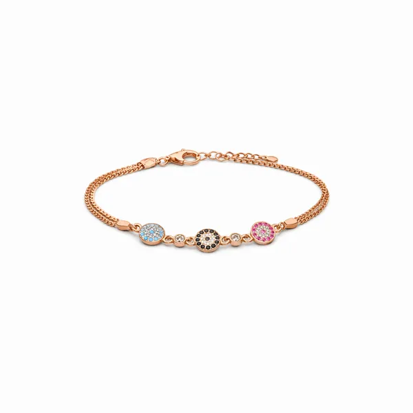 Rose_Gold_Crystal_Triple_Disc_Chain_Bracelet_For_Women_|_Made_With_Pure_925_Silver