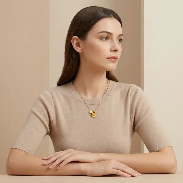 Gold_Floral_Cluster_Stone_Pendant_Necklace_For_Women_|_Made_With_Pure_925_Silver