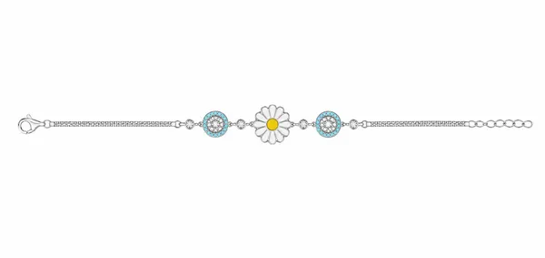 Silver_&_Blue_Floral_Charm_Bracelet_For_Women_|_Made_With_Pure_925_Silver