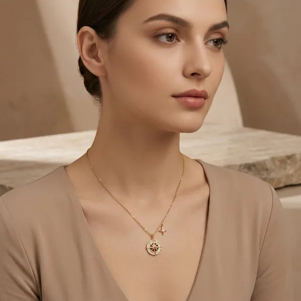 Gold_Compass_Pendant_Necklace_For_Women_|_Made_With_Pure_925_Silver