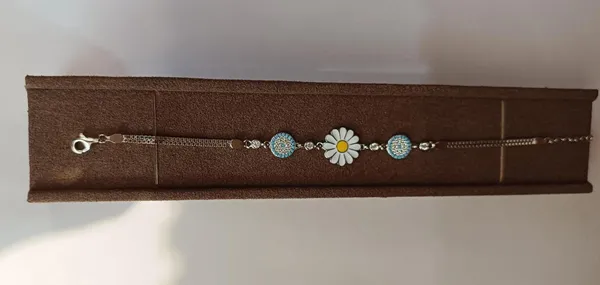 Silver_&_Blue_Floral_Charm_Bracelet_For_Women_|_Made_With_Pure_925_Silver