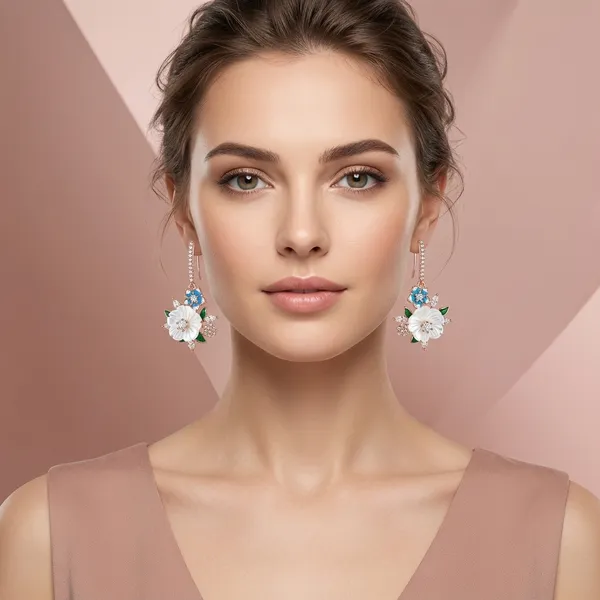 Rose_Gold_Enamel_Floral_Crystal_Drop_Earrings_For_Women_|_Made_With_Pure_925_Silver