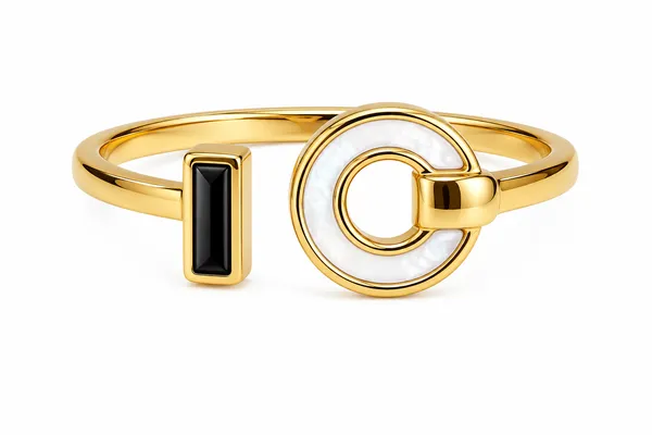 Gold_Black_Enamel_Spiral_Adjustable_Ring_For_Women_|_Made_With_Pure_925_Silver