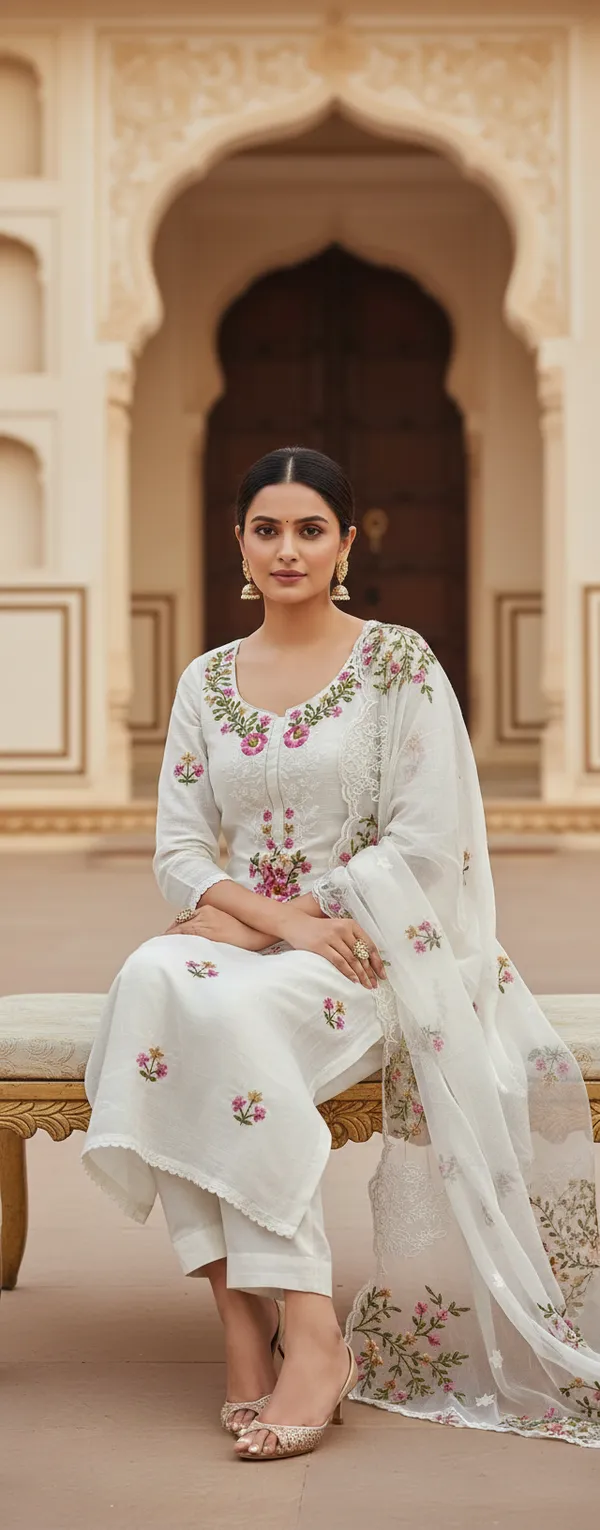White_Embroidered_Chanderi_Cotton_Chikankari_Dress_Material_With_Dupatta