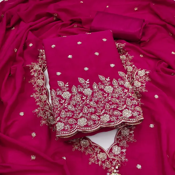 Magenta_Vichitra_Silk_Dress_Material_With_Exquisite_Sequins_And_Zari_Embroidery