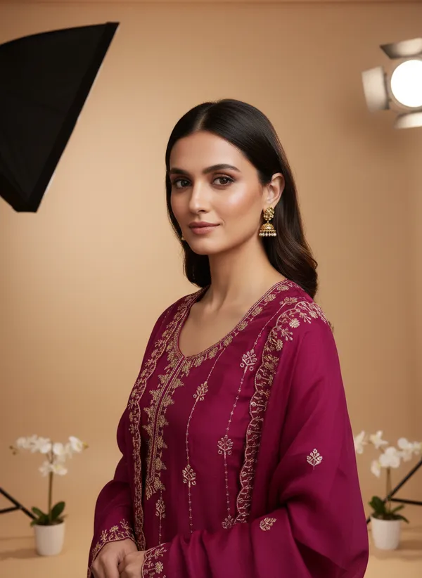 Maroon_Vichitra_Silk_Dress_Material_With_Exquisite_Sequins_And_Zari_Embroidery