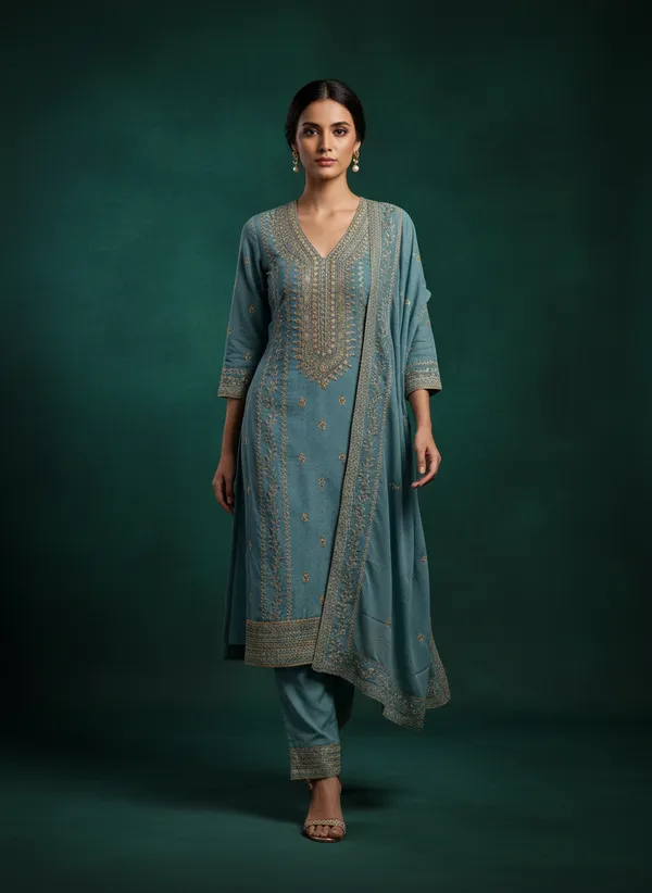 Teal_Blue_Georgette_Embroidered_Unstitched_Dress_Material_For_Women