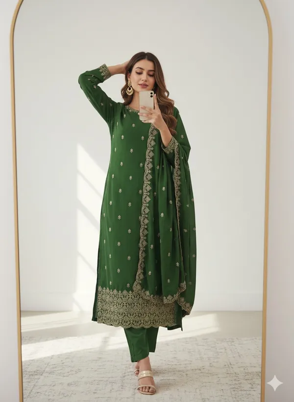 Green_Vichitra_Silk_Dress_Material_With_Exquisite_Sequins_And_Zari_Embroidery