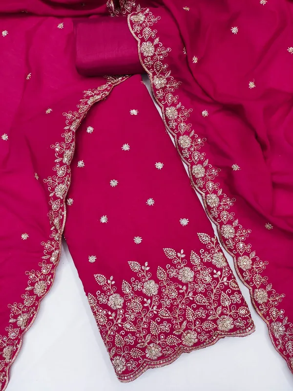Magenta_Vichitra_Silk_Dress_Material_With_Exquisite_Sequins_And_Zari_Embroidery