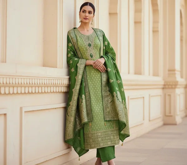 Green_Cording_Sequins_Embroidered_Shimmer_Dress_Material_With_Butti_Weaving_Work
