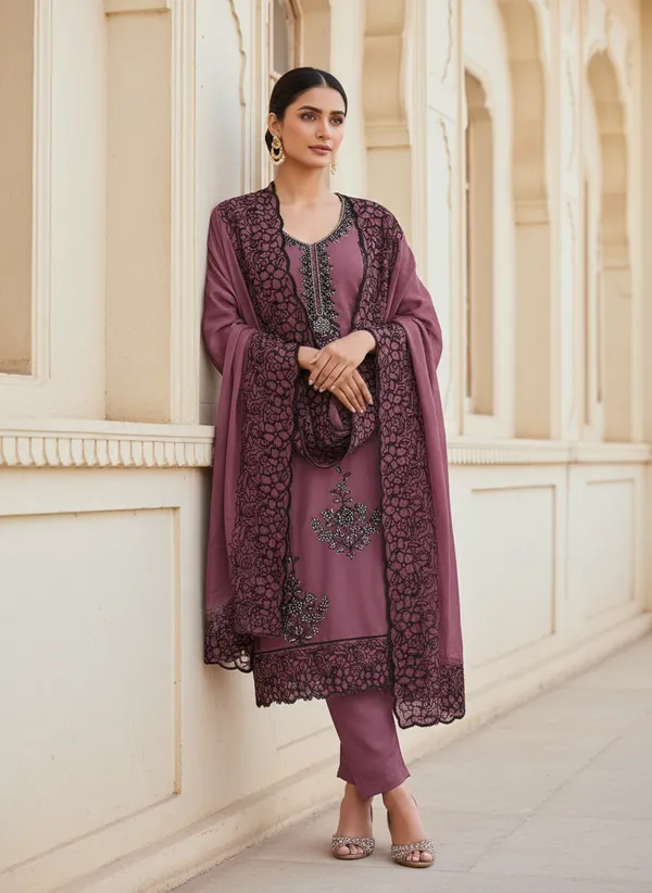 Purple_And_Black_Embroidery_With_Diamond_Georgette_Dress_Material