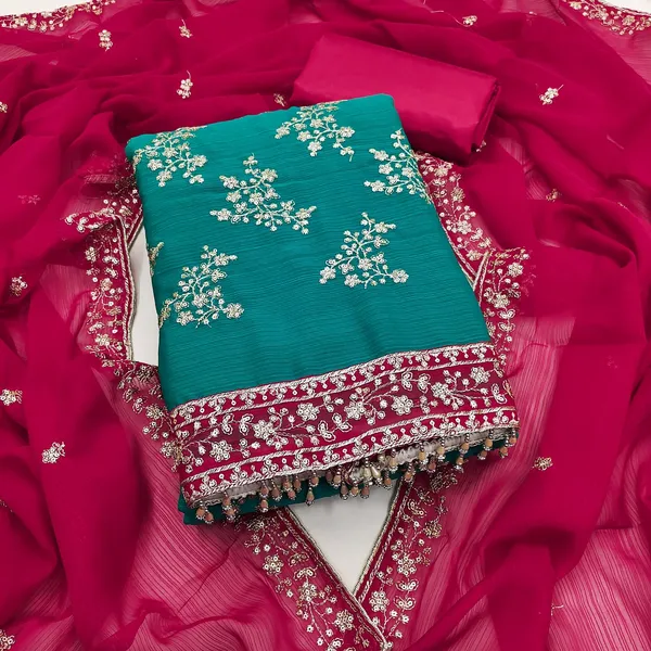 Teal_Green_Georgette_Embroidered_Unstitched_Dress_Material_For_Women