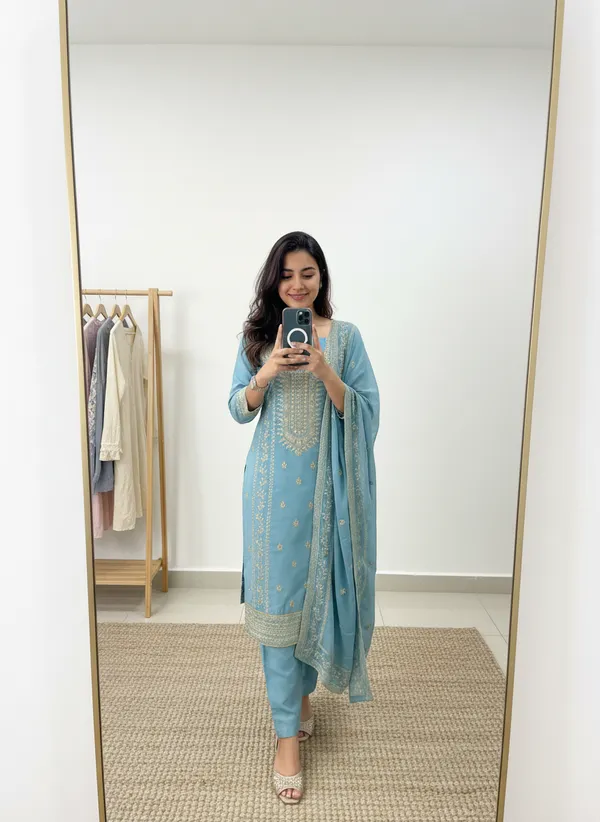 Teal_Blue_Georgette_Embroidered_Unstitched_Dress_Material_For_Women