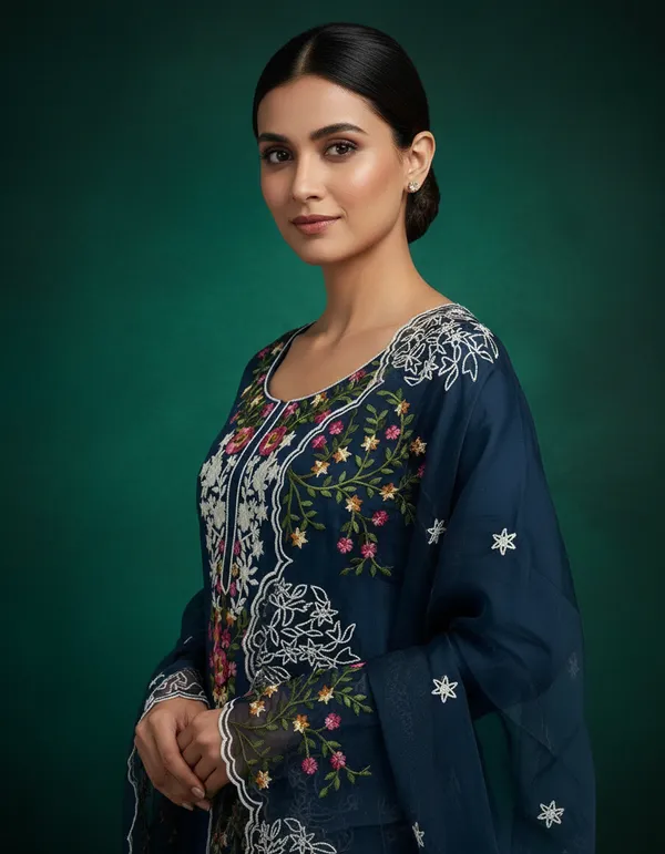 Navy_Blue_Chanderi_Cotton_Chikankari_Dress_Material_With_Dupatta