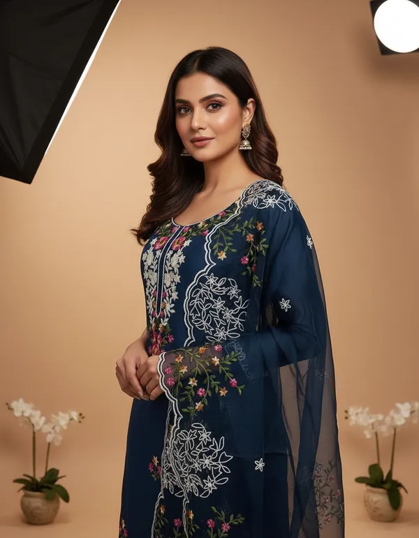 Navy_Blue_Chanderi_Cotton_Chikankari_Dress_Material_With_Dupatta