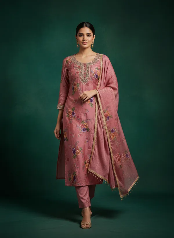 Pink_Chinon_Floral_Print_Unstitched_Dress_Material_For_Women