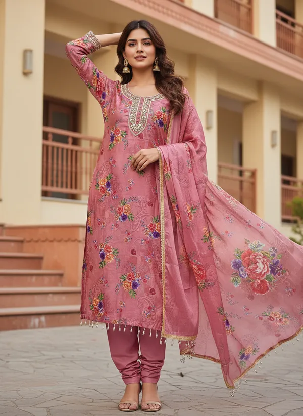 Pink_Chinon_Floral_Print_Unstitched_Dress_Material_For_Women