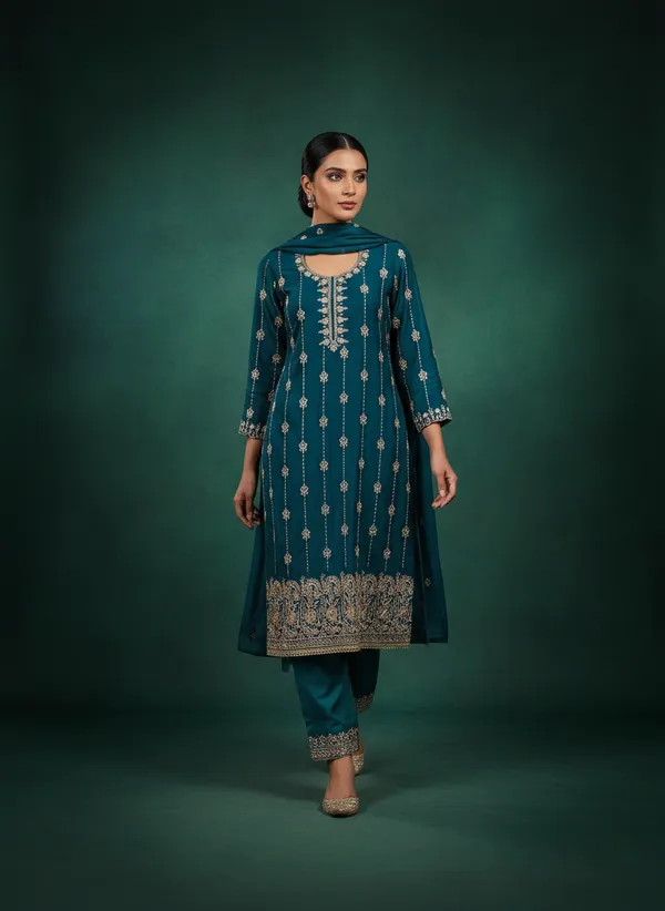 Teal_Vichitra_Silk_Dress_Material_With_Exquisite_Sequins_And_Zari_Embroidery