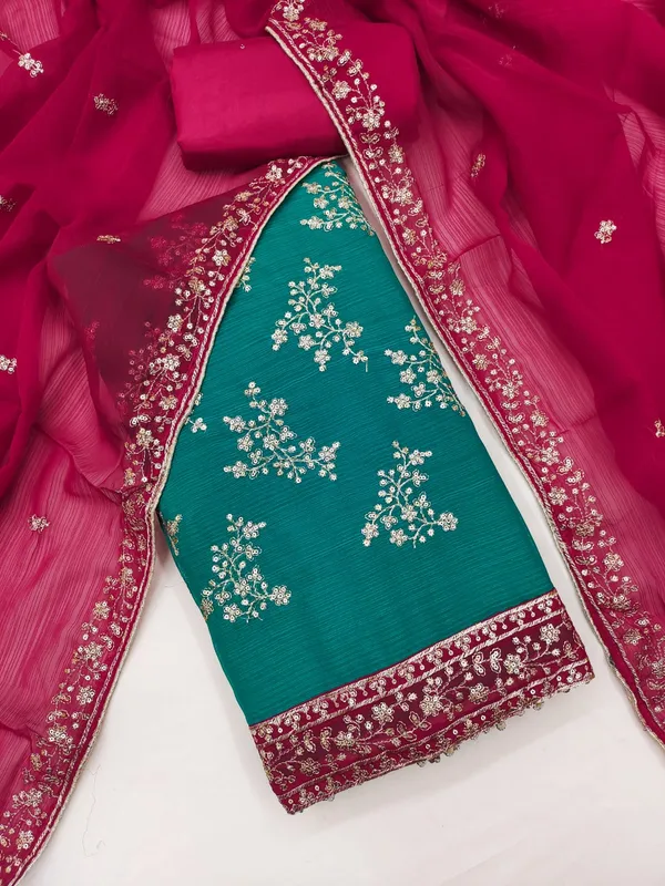 Teal_Green_Georgette_Embroidered_Unstitched_Dress_Material_For_Women