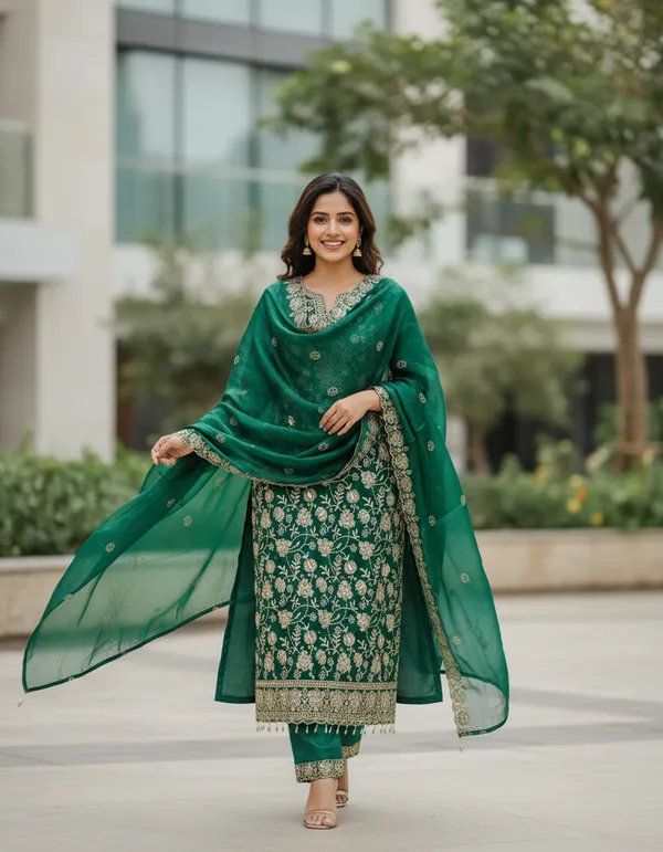 Green_Silk_Blend_Dress_Material_Featuring_Floral_Embroidery_And_Swarovski_Work