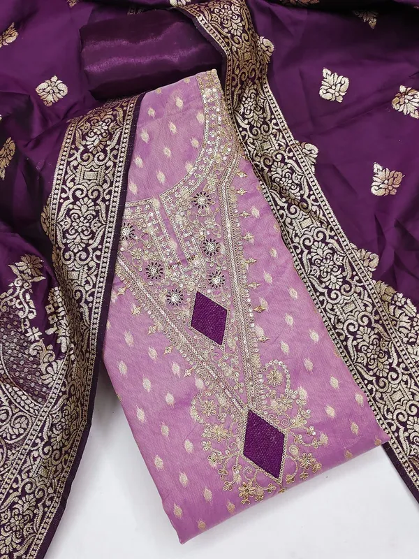 Purple_Cording_Sequins_Embroidered_Shimmer_Dress_Material_With_Butti_Weaving_Work