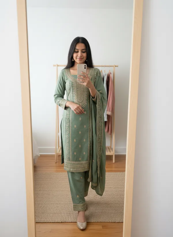 Green_Georgette_Embroidered_Unstitched_Dress_Material_For_Women