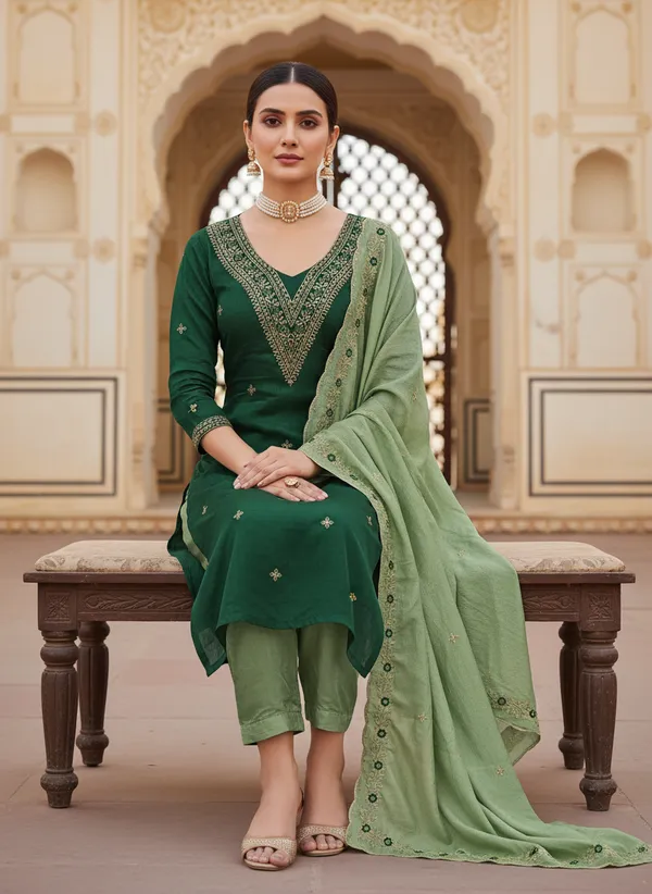 Green_Vichitra_Silk_Embroidered_Unstitched_Dress_Material_For_Women