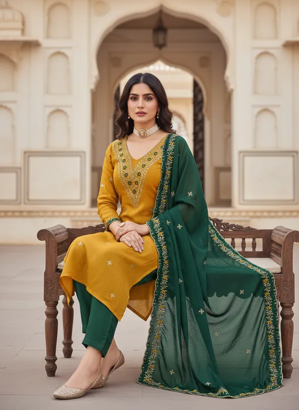 Mustard_Yellow_Vichitra_Silk_Embroidered_Unstitched_Dress_Material_For_Women