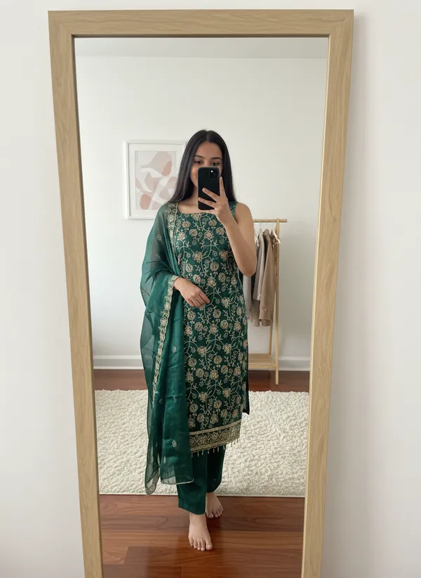 Green_Silk_Blend_Dress_Material_Featuring_Floral_Embroidery_And_Swarovski_Work