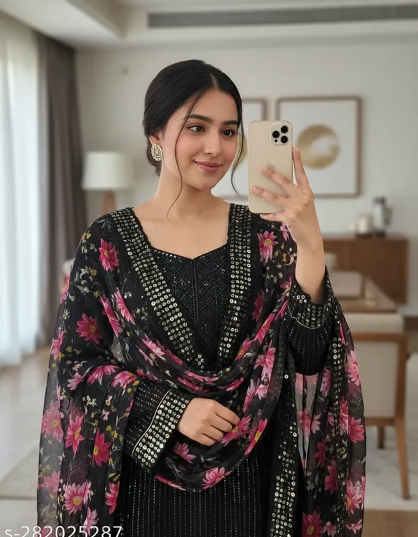 Black_Georgette_Embroidered_Unstitched_Dress_Material_For_Women