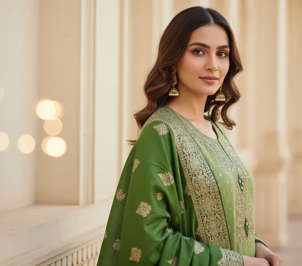 Green_Cording_Sequins_Embroidered_Shimmer_Dress_Material_With_Butti_Weaving_Work