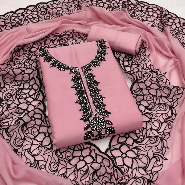 Pink_And_Black_Embroidery_With_Diamond_Georgette_Dress_Material