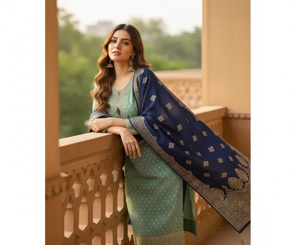 Turquoise_Blue_Cording_Sequins_Embroidered_Shimmer_Dress_Material_With_Butti_Weaving_Work