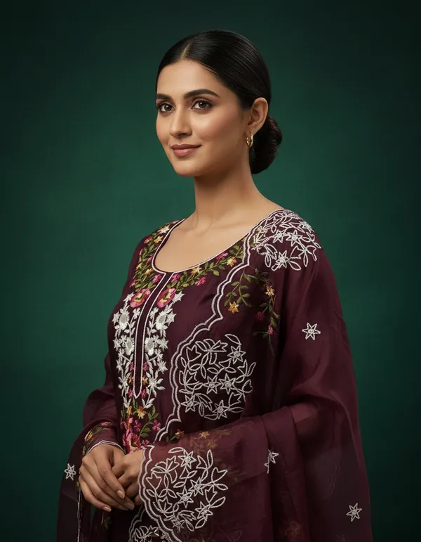 Maroon_Chanderi_Cotton_Chikankari_Dress_Material_With_Dupatta